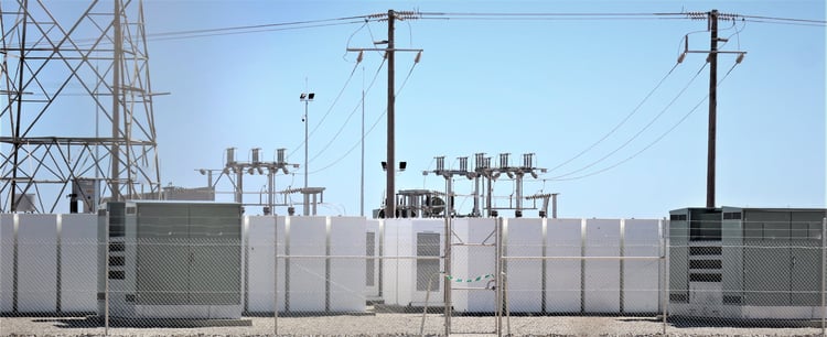 battery farm and power lines