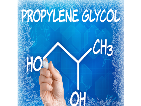 hand drawing propylene glycol molecule on blue background