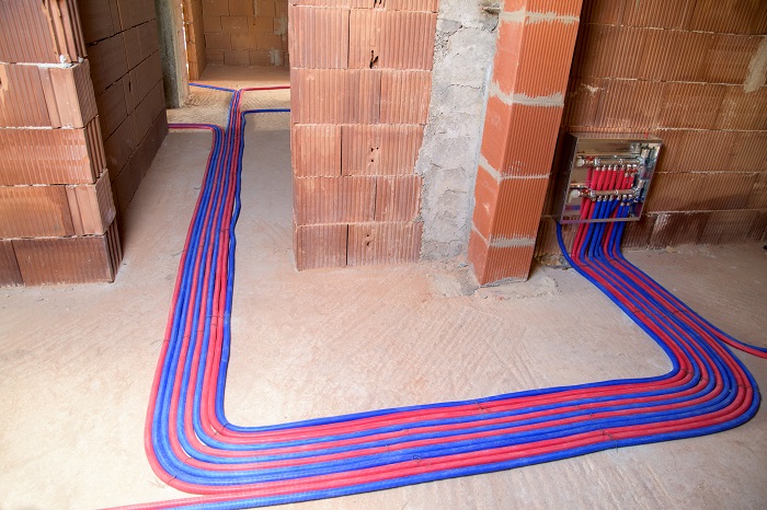 in-floor radiant heating system circulating glycol solution