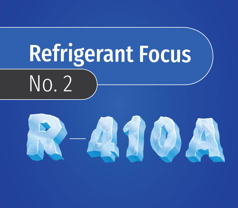 Refrigerant focus R-410A hero image with icy lettering